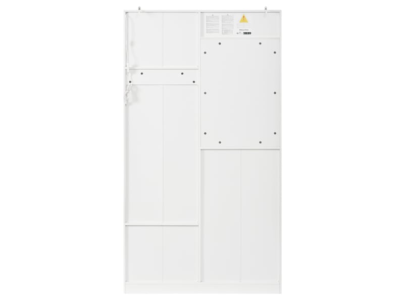  Vestiaire compact avec miroir et banc, meuble à chaussures, crochets, led réglable, blanc  - Conforama E