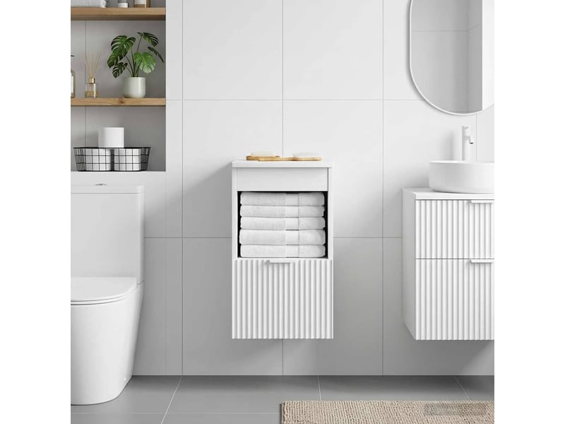  Armoire de salle de bain, meuble de rangement blanc brillant 30x44.5x50 cm  - Conforama D