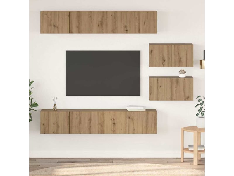  Ensemble meuble tv - banc tv - meuble de rangement 6 pcs chêne artisanal bois d'ingénierie  - Conforama B