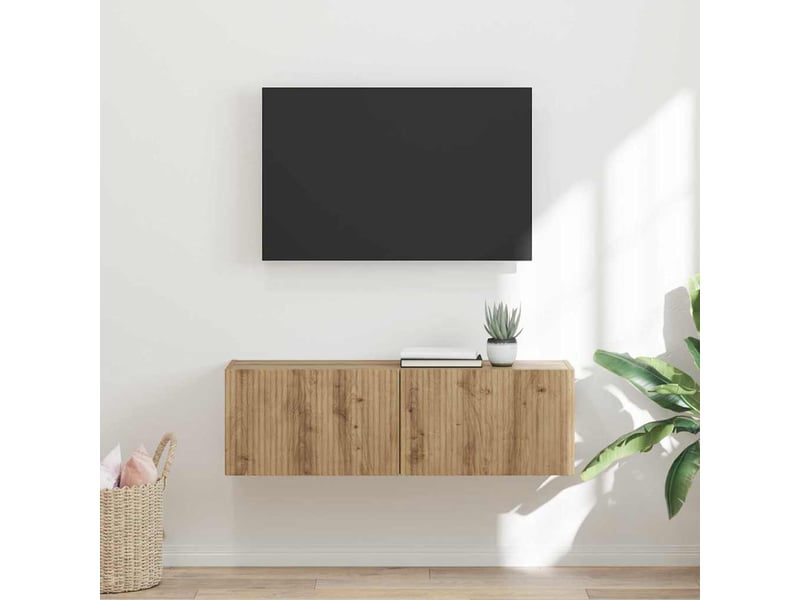  Meuble tv mural 98x31x29,5 cm chêne artisan  - Conforama B