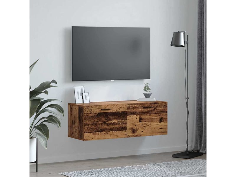  Armoire murale salon 100x36,5x35cm bois d'ingénierie bois ancien shl8562  - Conforama D