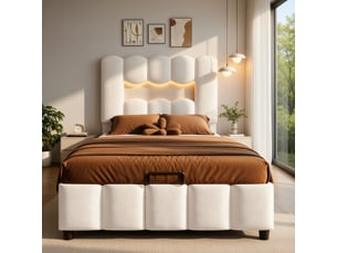 Lit coffre 90x200 cm coloris beige