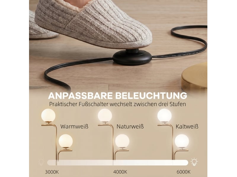  Lampadaire led 33x28x170 cm double tête métal doré  - Conforama D