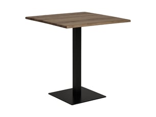 Table de bistrot lignano en chêne fumé avec piètement en métal noir 70x70x75 cm