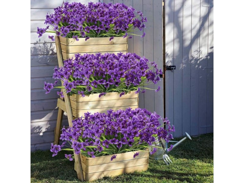  10 bundles fleurs artificielles extérieures résistant aux uv pas de fade faux fleurs violettes pour intérieur extérieur plantes suspendues jardin patio porche fenêtre bote maison de mariage décor de f  - Conforama D