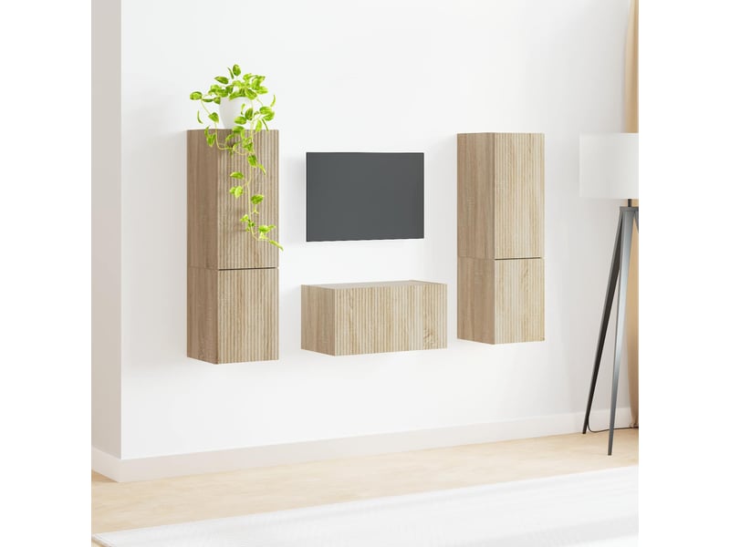  Ensemble meuble tv - banc tv - meuble de rangement 5 pcs chêne sonoma bois d'ingénierie  - Conforama D