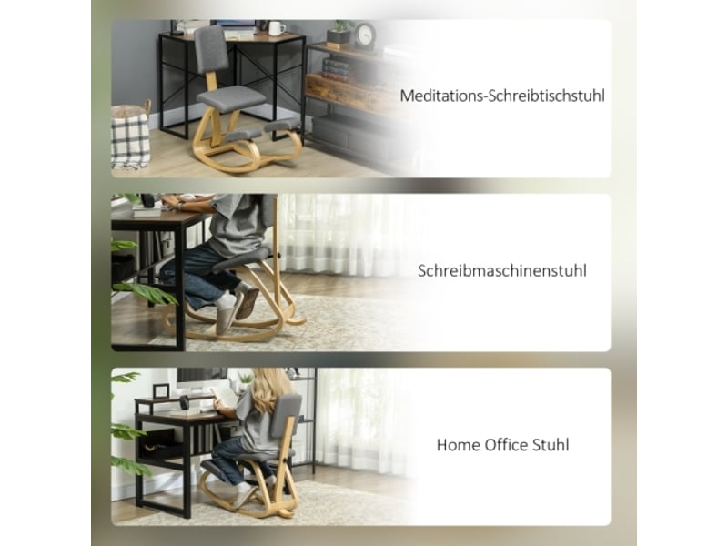  Chaise ergonomique à genoux, siège de santé pour maison, bureau et méditation, gris  - Conforama D
