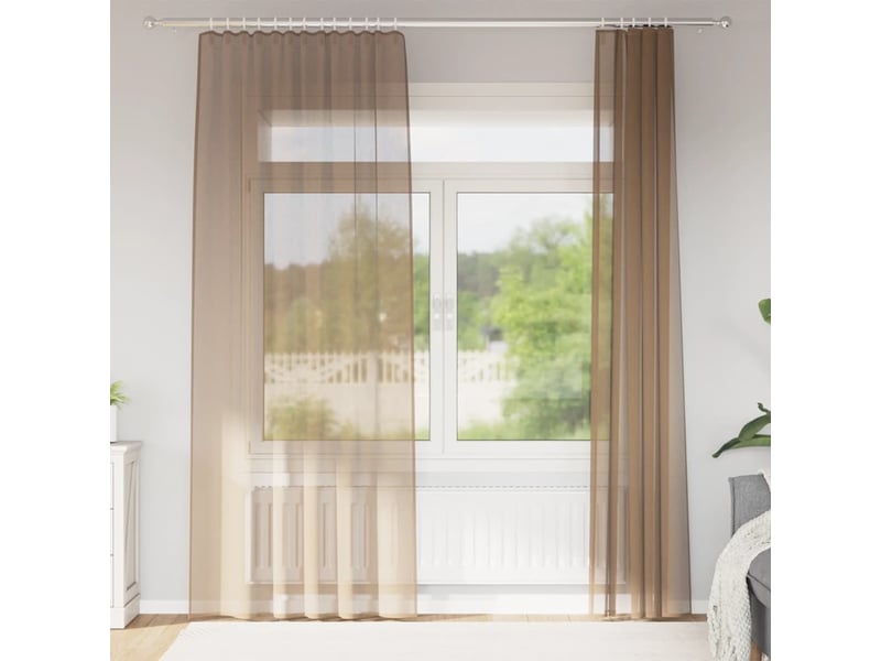  Lot de 2 rideaux en voile, voilages à œillets marron clair cf44273  - Conforama B