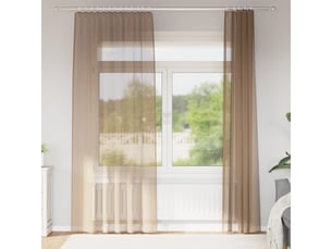 Lot de 2 rideaux en voile, voilages à œillets marron clair cf44273