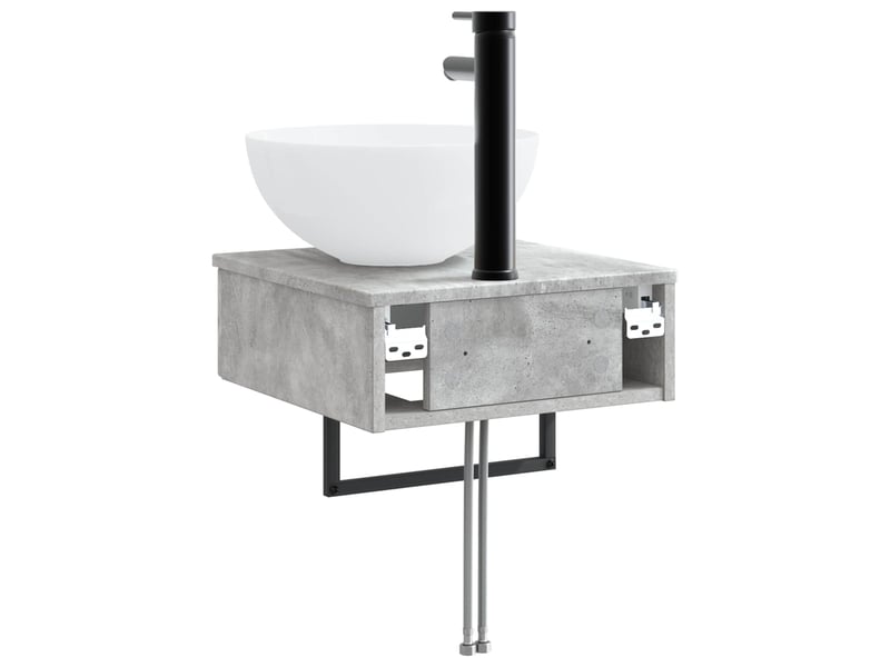  Basin de lavage mural, lavabo gris béton 40x41x40.5 cm  - Conforama E