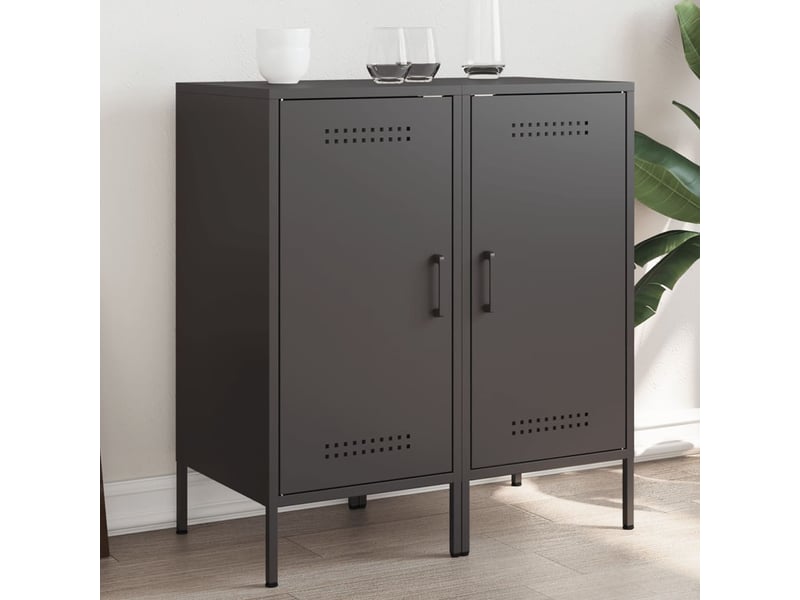 Buffets 2 pcs - bahut - meuble de rangement noir 36x39x79 cm acier - Conforama B