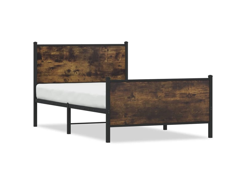  Lit simple- lit adulte -  cadre de lit en métal sans matelas chêne fumé 100x200 cm  - Conforama A