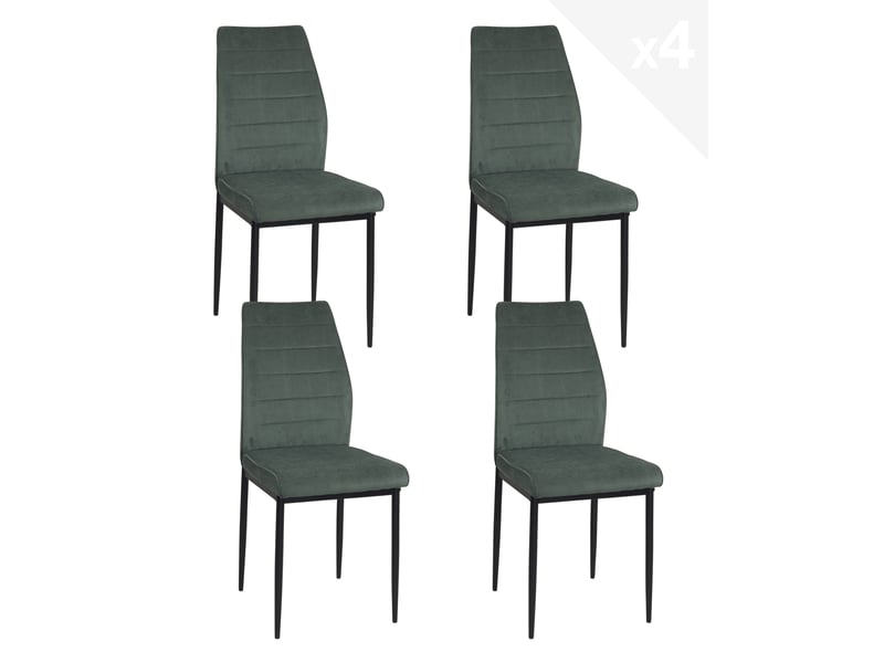  Lot de 4 chaises de salle à manger milo en tissu rayé vert 724-MILO - Conforama A