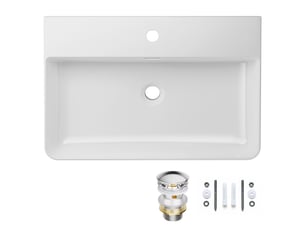 Cecipa max lavabo 59 x 43 cm - céramique - rectangulaire - avec bonde pop-up - avec espace de pose - pose sur plan ou fixation murale - blanc