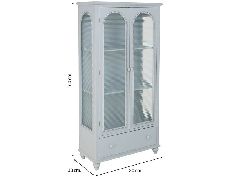  Vitrine en bois bleu 80x38x160 cm h  - Conforama C