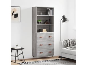 Buffet haut - bahut - meuble de rangement sonoma gris 69,5x34x180 cm bois d'ingénierie