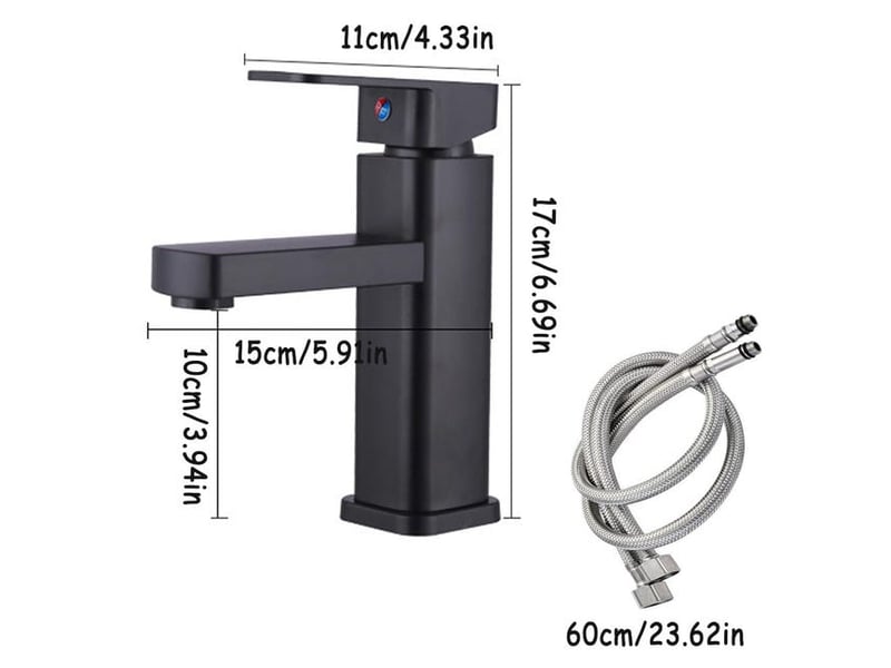  Robinets de lavabo noir, robinet de salle de bain, robinets de lavabo carrés noirs, robinets d'évier avec eau froide et chaude, cartouche céramique XLH-ZLS-014669ZLS - Conforama B