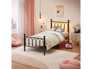 Lit simple 90x200 cm <strong>MAISENTIEL</strong>  <strong></strong> coloris noir