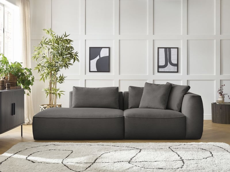  Bobochic canapé droit fixe 3 places leopold velours côtelé taupe  accoudoir droit LEOPOLD - Conforama C