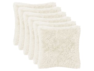 Lot de 6 coussins avec oreiller, coussins décoratifs heerlen blanc fleece pv cf50797