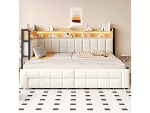 Lit banquette 180x200 cm <strong></strong>  <strong></strong> coloris beige