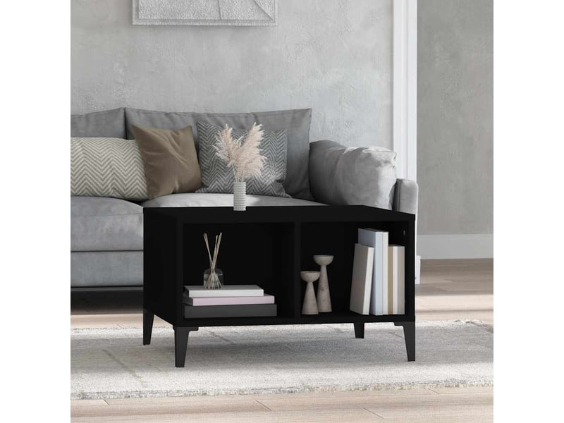  Table basse | table de salon noir 60x50x36,5 cm bois d'ingénierie  - Conforama B