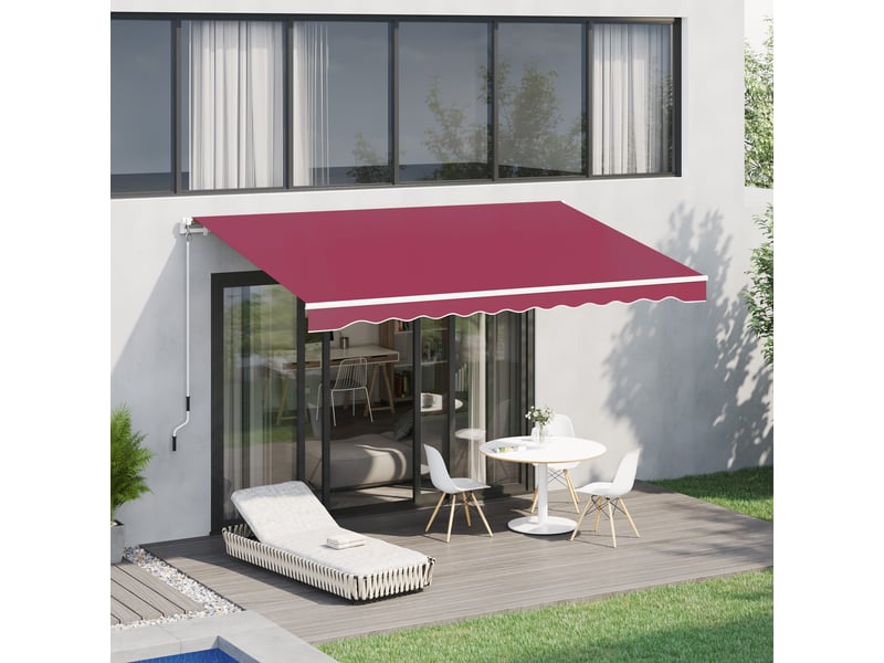  Store banne à manivelle, aluminium et polyester, 295 x 245 cm, rouge foncé  - Conforama C