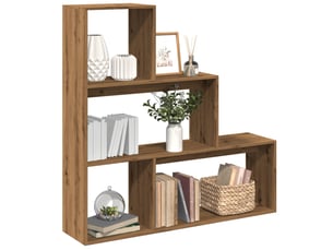 Étagère de rangement, étagère séparatrice de pièce à 3 niveaux chêne artisanal