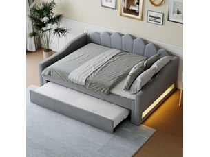 Lit gigogne 140x200 cm <strong>ELVMI</strong>  <strong></strong> coloris gris