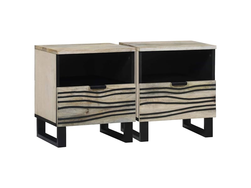  Lot de 2 table de chevet, table de nuit blanc 40 x 33 x 46 cm bois d'ingénierie shl6322  - Conforama B