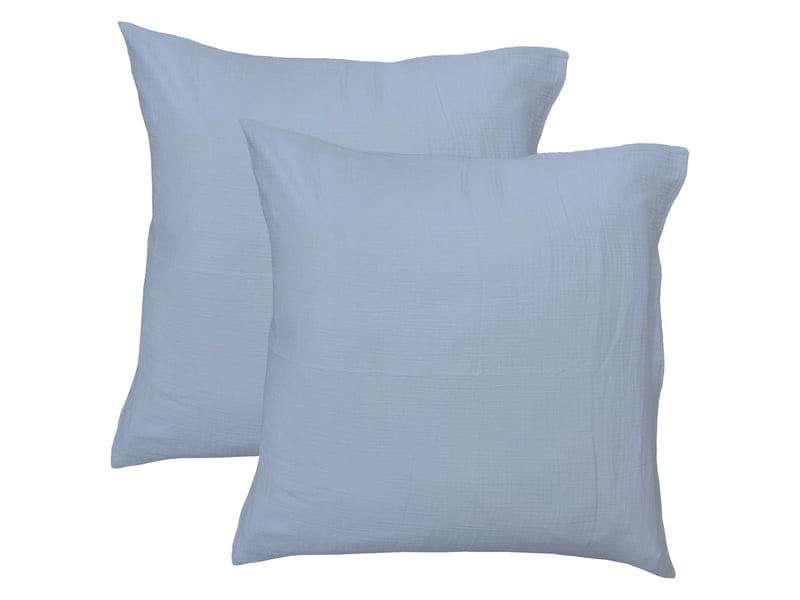  Parure de lit unie en coton taies carrées, gaze de coton 200x200+2x65x65cm  - Conforama D