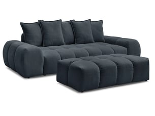 Canapé droit fixe BOBOCHIC EVEREST 3 places Tissu bleu