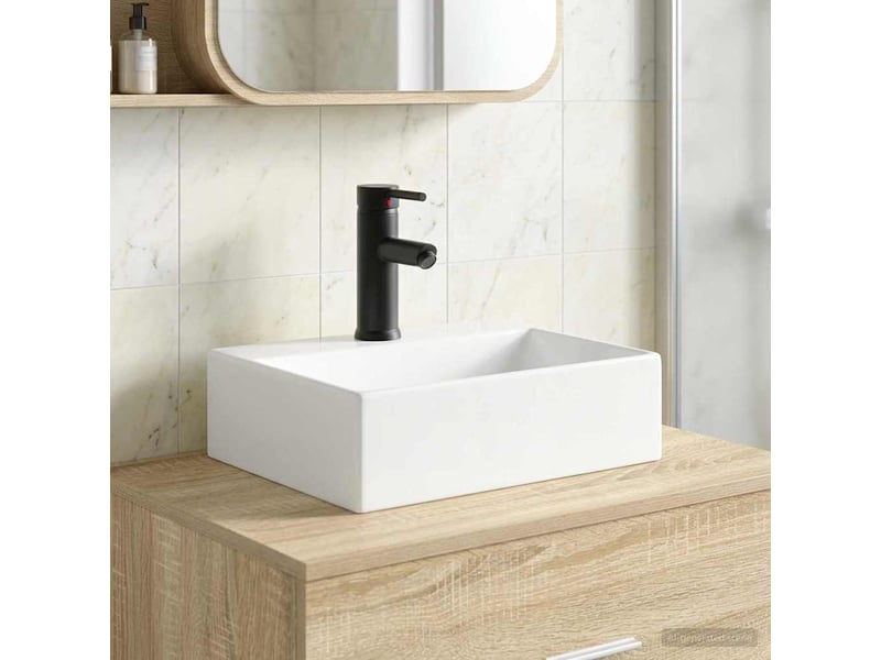 Lavabo avec robinet et évacuation noir mat 39x30.5x12.5 cm - Conforama B