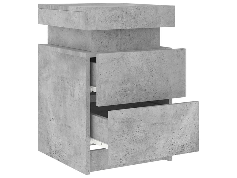 Table de chevet - cabinet de chevet - table de nuit avec lumières led gris béton 35x39x55 cm - Conforama E