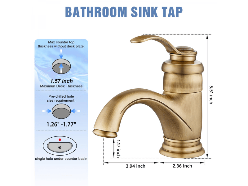  Robinet de lavabo rétro monocommande en laiton,mitigeur moderne avec réglage température chaudefroide,connexion 38  - Conforama D