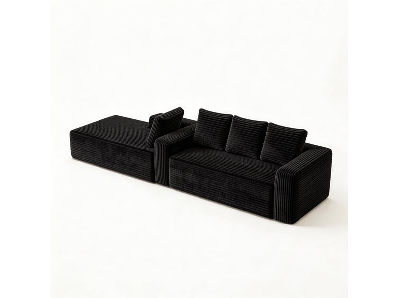 Canapé moderne - code article : w3024s00002, aucun assemblage requis, noir (tissu velours tricoté pelucheux) - Conforama B