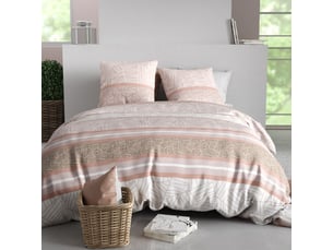 Parure housse de couette 240x220cm + 2 taies motif graphique rose 100% coton - trishia