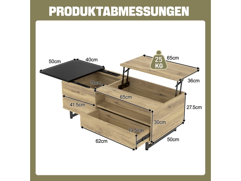  Meuble bas réglable en hauteur avec éclairage led, tiroirs et compartiments, rangement multifonction en bois d’ingénierie, 103,5 x 50 x 27,5 cm  - Conforama C