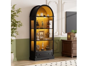 Vitrine coloris noir 3 étagère(s) MODENUIT - 80 cmx180 cm