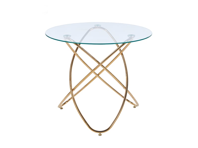  Table à manger ronde,80x80x75 cm,verre trempé et métal,doré  - Conforama A