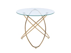 Table à manger ronde,80x80x75 cm,verre trempé et métal,doré