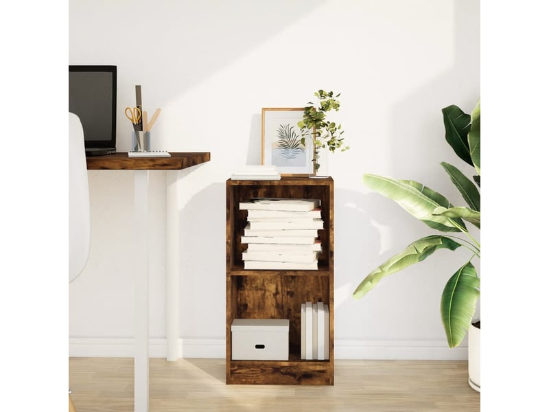  Bibliothèque, étagère de rangement chêne fumé 40x24x76 cm bois d'ingénierie  - Conforama C