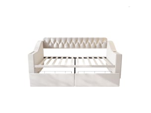 Lit banquette 90x190 cm MAISONORA   coloris beige