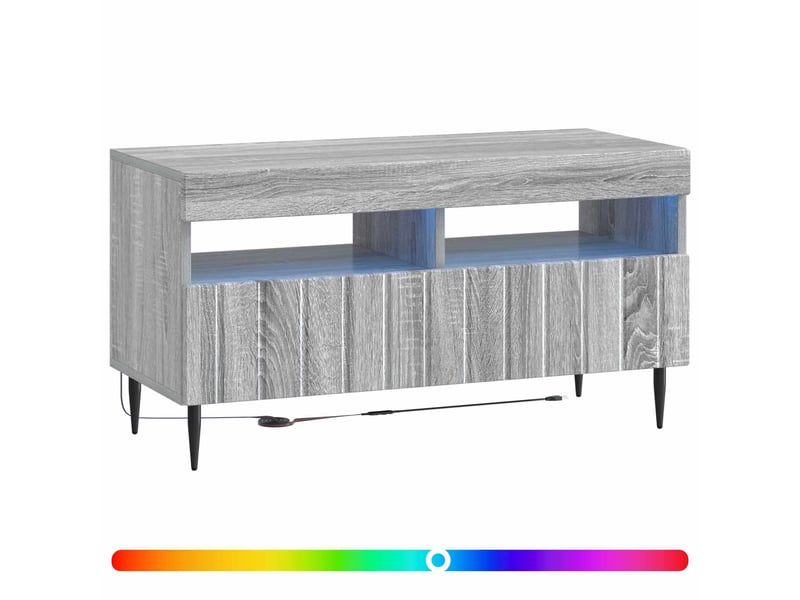  Meuble tv - banc tv - meuble de rangement led sonoma gris bois d'ingénierie  - Conforama C