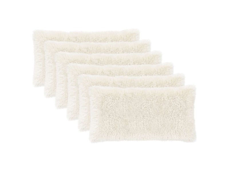  Lot de 6 coussins avec oreiller, coussins décoratifs heerlen blanc fleece pv cf50798  - Conforama A