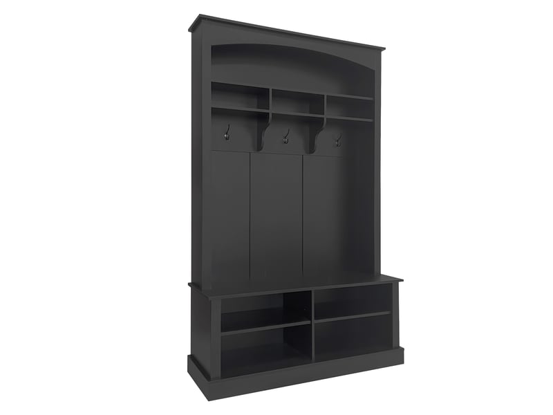  Penderie mobile - porte-manteau large avec banc et étagère à chaussures, banc de rangement multifonctionnel, noir  - Conforama E