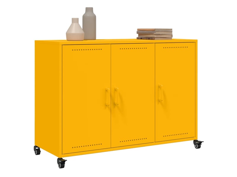  Buffet - bahut - meuble de rangement jaune moutarde 100,5x39x72 cm acier  - Conforama D