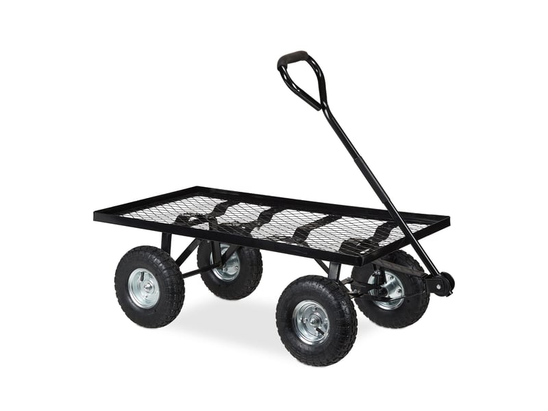  Chariot de transport polyvalent jardin extérieur 100 x 50 x 40 cm en métal noir 13_0011292  - Conforama A
