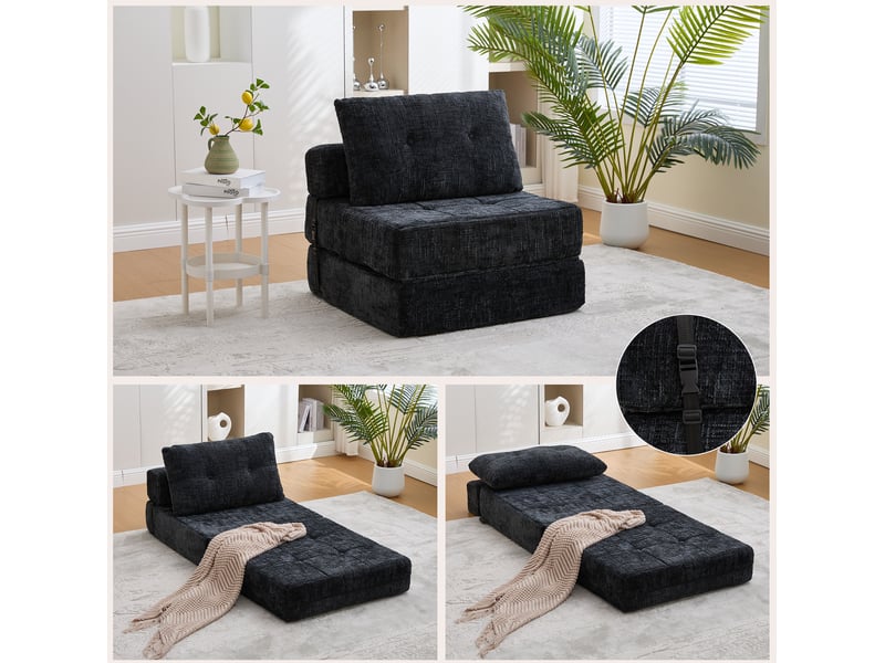 Canapé-lit pliant 79x79x57 cm noir sans matelas  - Conforama C