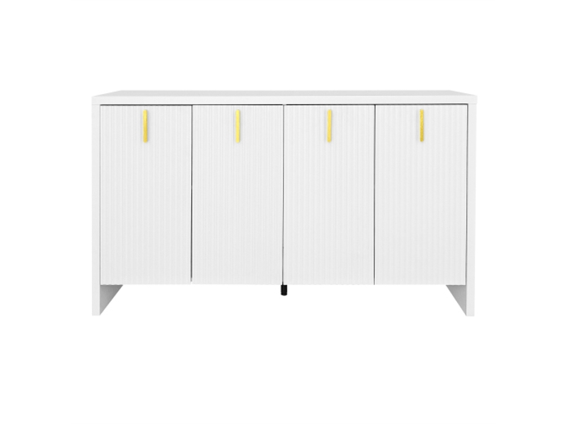  Buffet 4 porte(s) 0 tiroir(s) - 140 cm blanc panneau de particules buffet de cuisine blanc - Conforama A